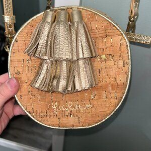 Lilly Pulitzer Crossbody Bag Cork Adjustable Tan Rose Gold